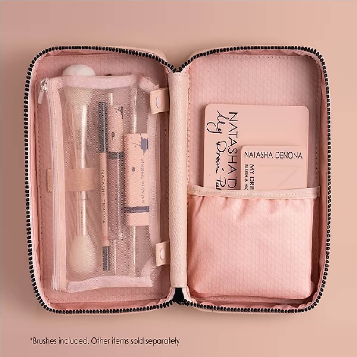 TRAVEL BRUSH SET & MAKEUP POUCH (SET DE BROCHAS)